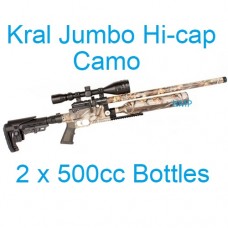 Kral Puncher Jumbo Hi-Cap Camo .22 Calibre PCP Air Rifle 12 shot 2 x 500cc bottles and free hard case